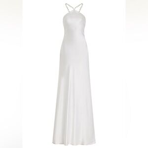 STAUD Exclusive Cadence Pearl-Embellished Satin Maxi Slip Dress